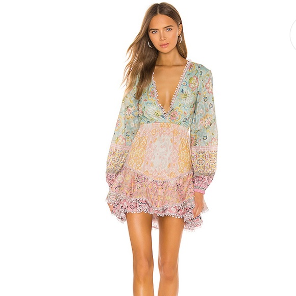 Hemant and Nandita mini dress in mint/peach - Picture 1 of 6